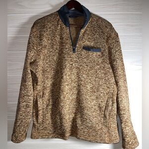 EDDIE BAUER 1/4 Zip Mock Neck Brown Pullover Shirt Men's Size Medium